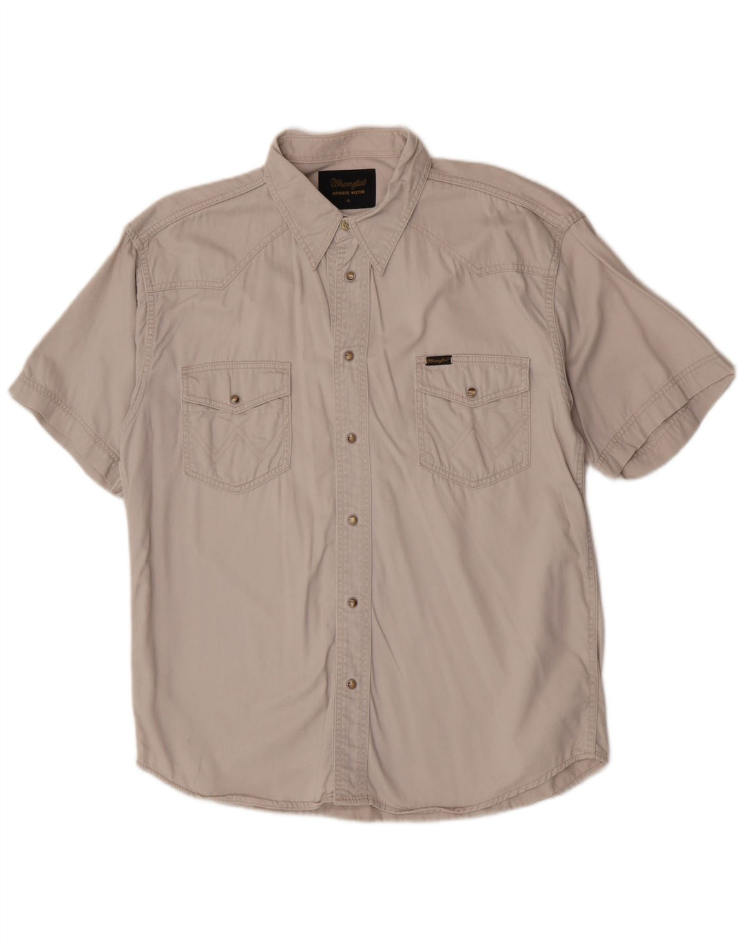 Camisa masculina Wrangler Western de manga curta XL bege