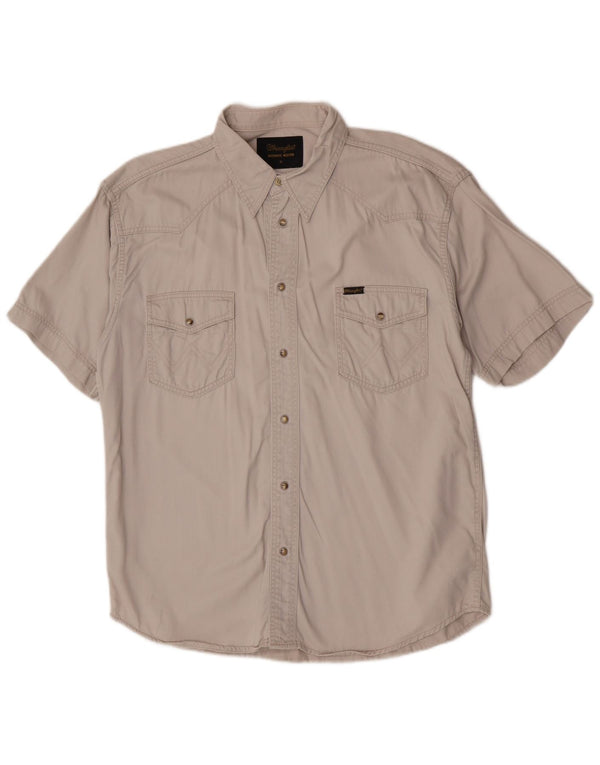 Camisa masculina Wrangler Western de manga curta XL bege