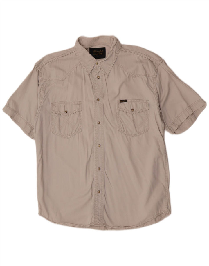 Camisa masculina Wrangler Western de manga curta XL bege