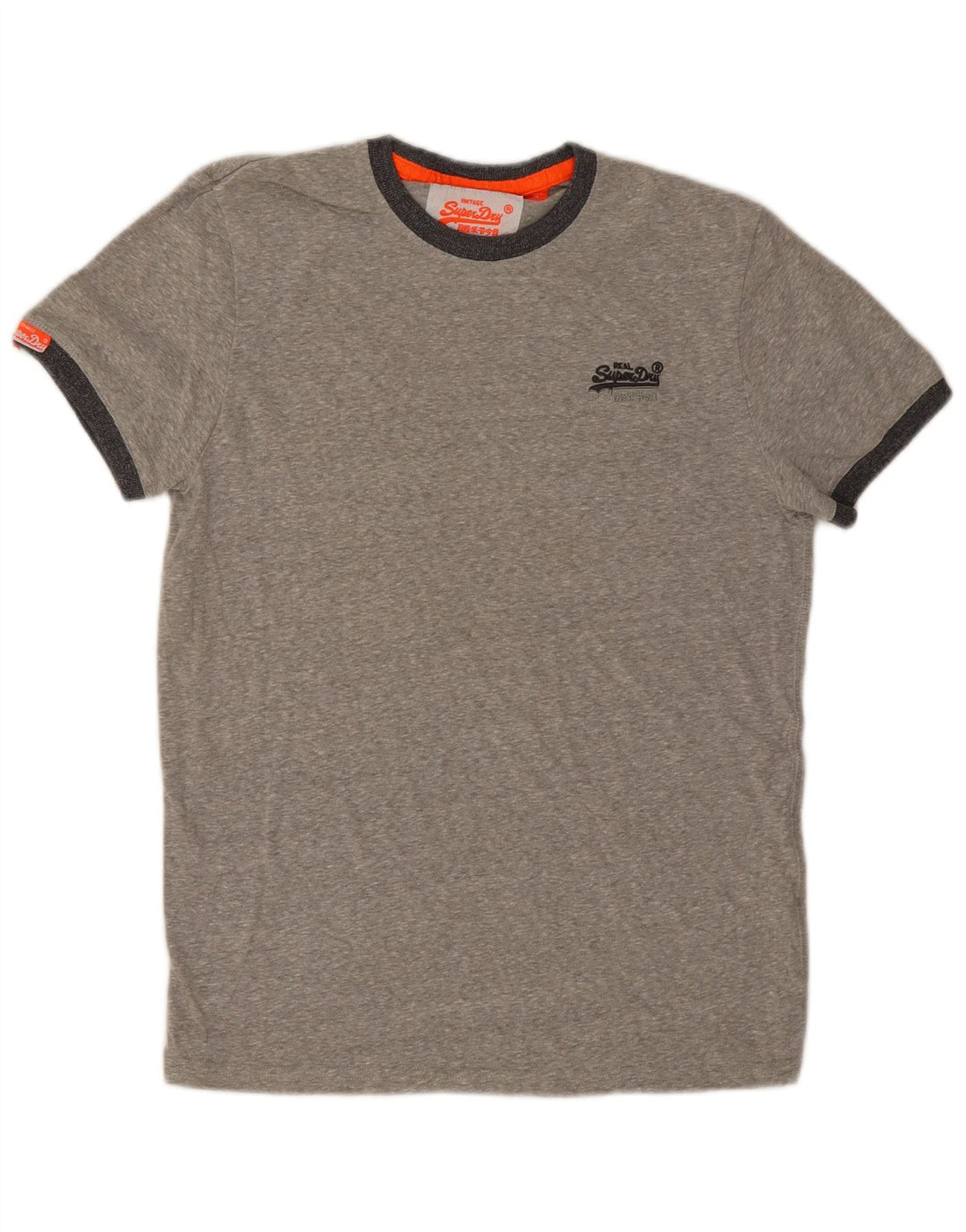 Camiseta masculina Superdry Top cinza médio algodão manchado