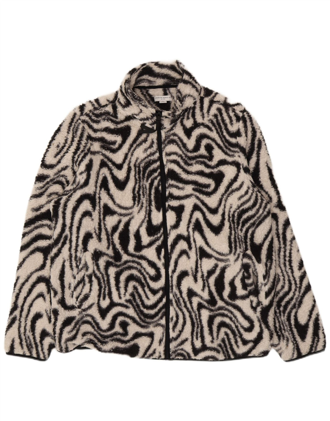 Jaqueta de lã grande com padrão abstrato feminino vintage Reino Unido 18 XL preta