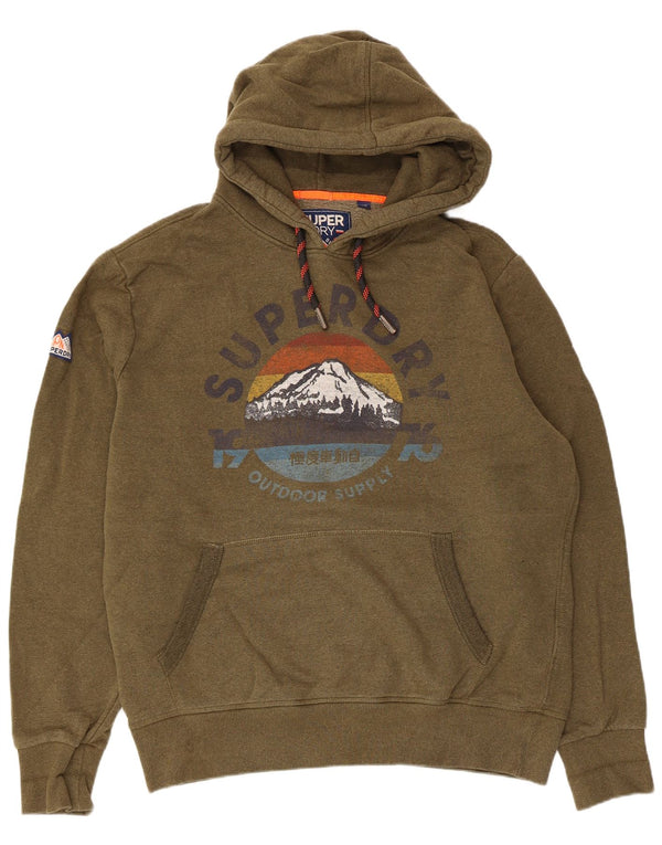 Suéter com capuz gráfico masculino Superdry 2XL algodão cáqui
