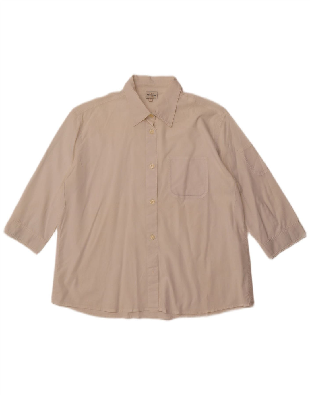 Camisa feminina CALVIN KLEIN JEANS manga 3/4 UK 16 grande off white