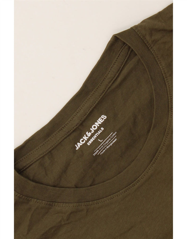 Camiseta masculina Jack & Jones grande algodão cáqui