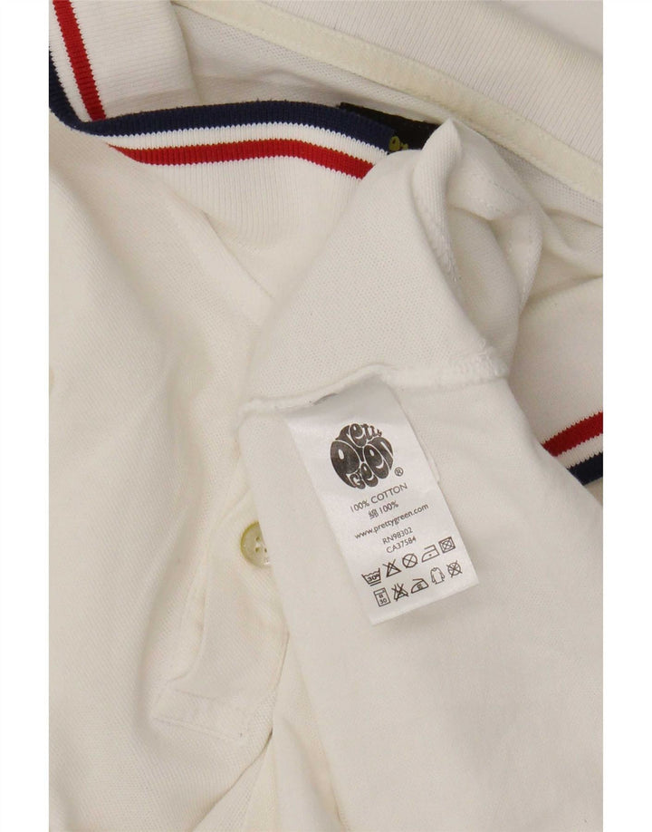 Camisa pólo masculina Pretty Green grande algodão listrado branco