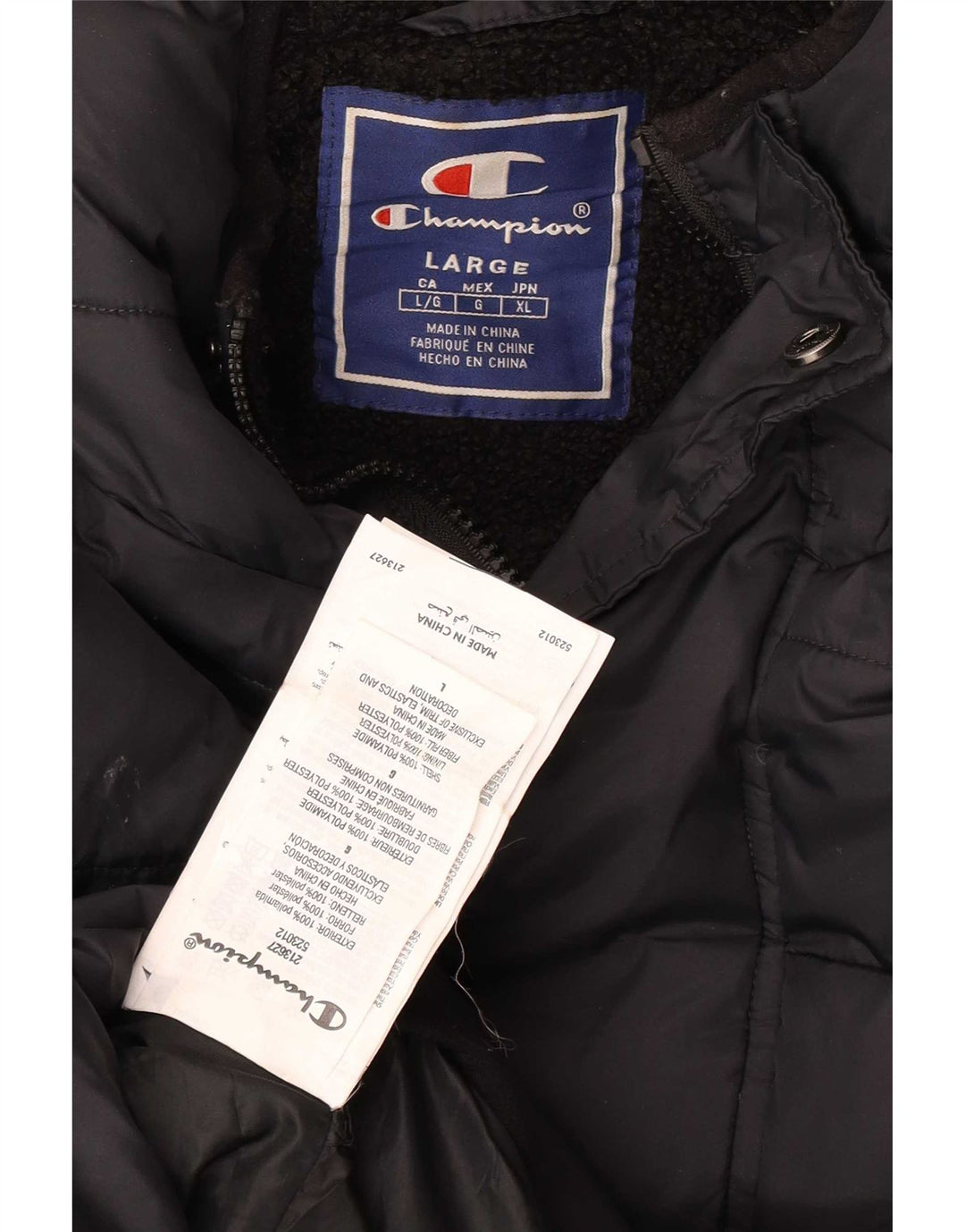 Jaqueta masculina Champion acolchoada com capuz Anorak UK 40 grande poliamida preta