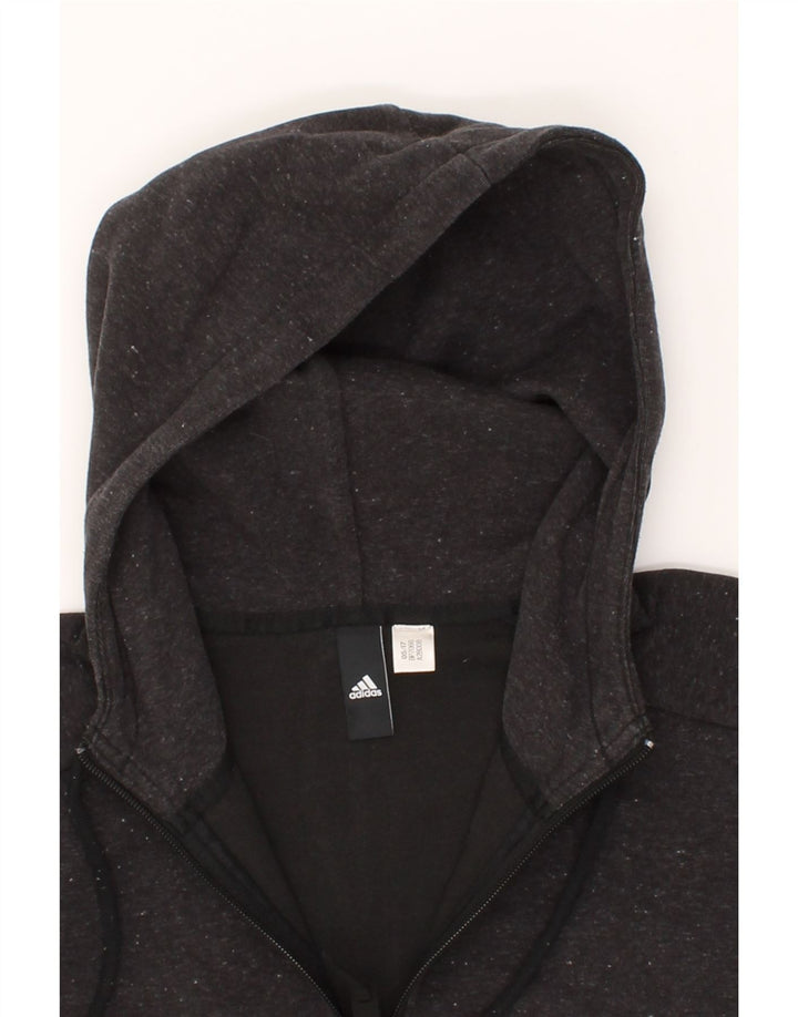 ADIDAS Womens Zip Hoodie Sweater UK 14 Large Grey Flecked Vintage Adidas and Second-Hand Adidas from Messina Hembry 