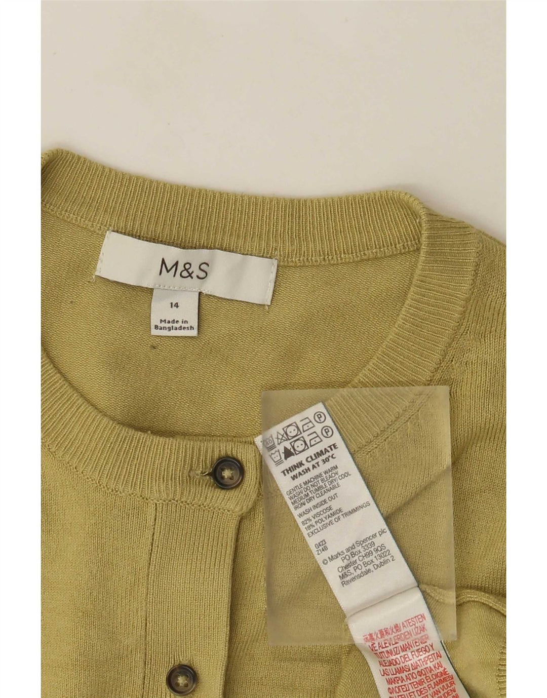 Suéter cardigã feminino Marks & Spencer UK 14 viscose verde médio