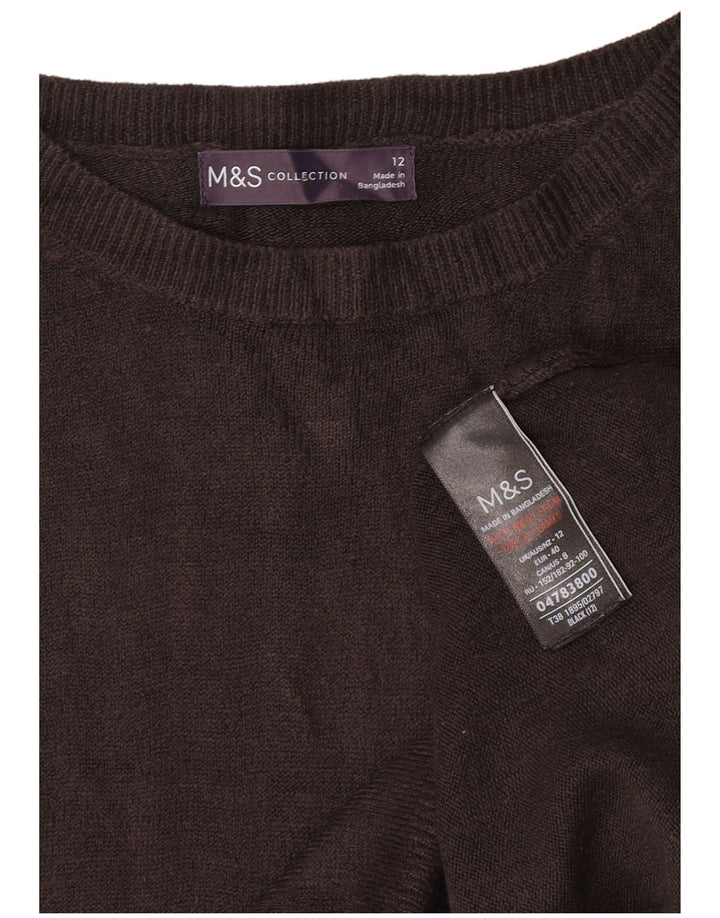 Suéter feminino Marks & Spencer com gola canoa Reino Unido 12 acrílico preto médio