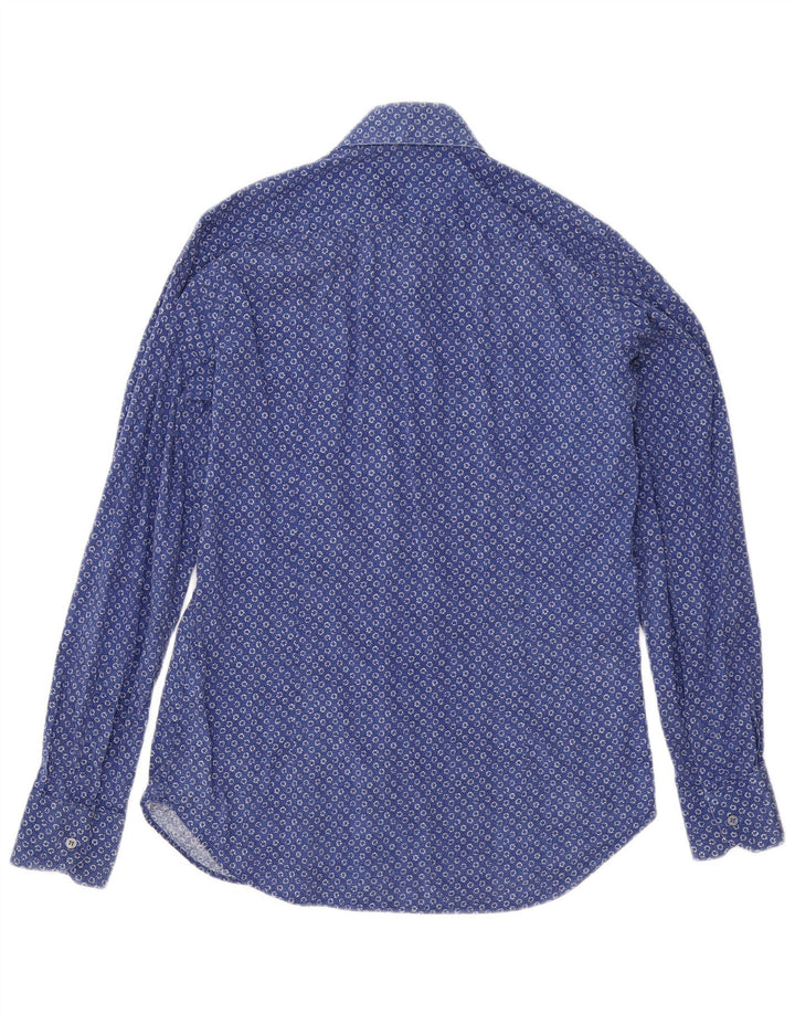 Liu Jo Camisa masculina slim fit de algodão manchado azul médio
