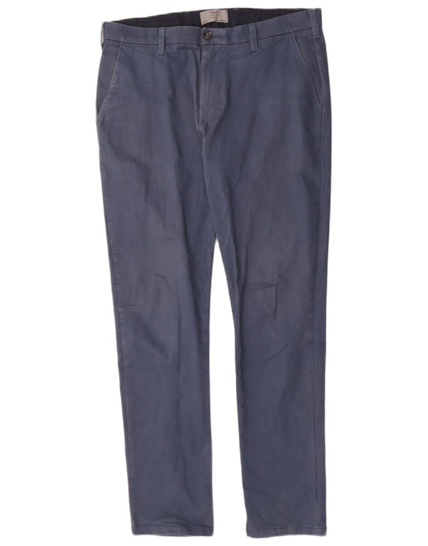 Calça cargo skinny masculina Marks & Spencer W34 L31 algodão azul marinho