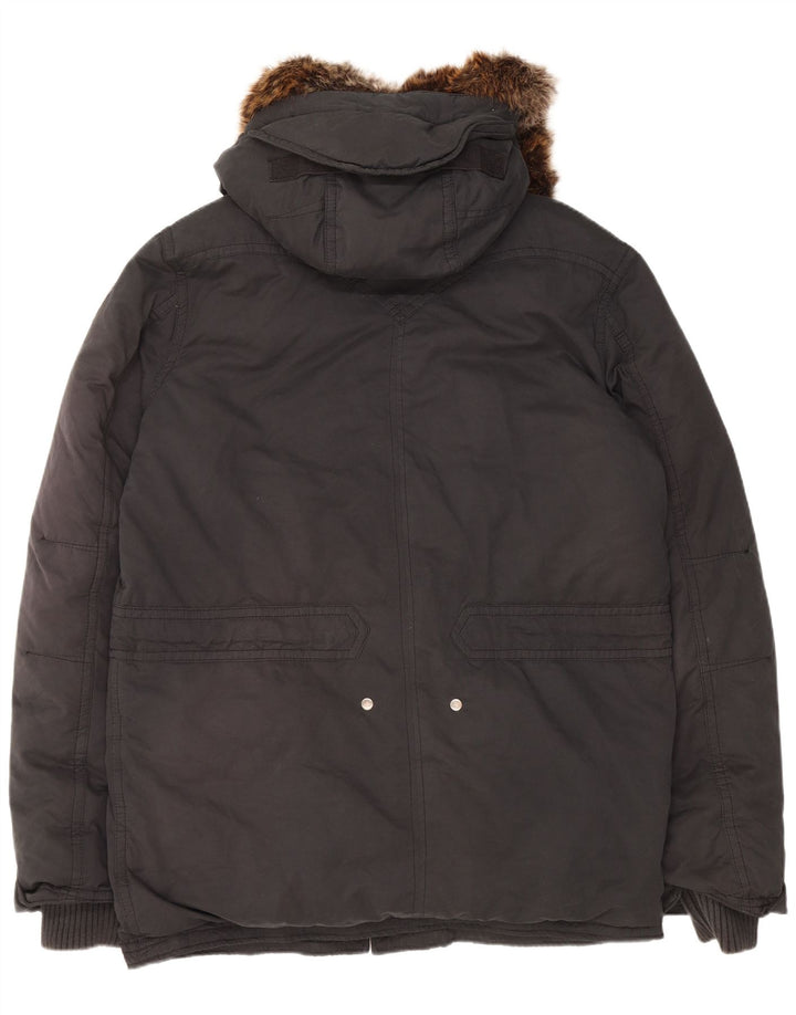 Casaco acolchoado com capuz masculino Levi's UK 42 XL preto poliéster