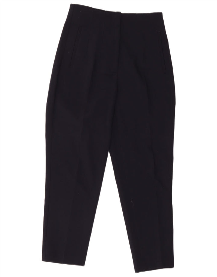 Zara Calça Feminina Crop Tapered Suit Médio W28 L26 Azul Marinho Poliéster