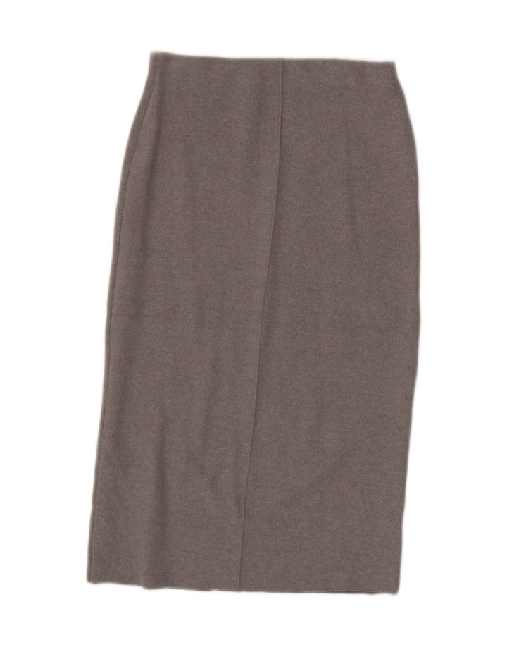 Saia midi feminina Zara cintura alta médio W28 poliéster cinza