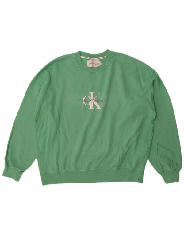 Calvin Klein Jeans Masculino moletom gráfico jumper 2XL algodão verde