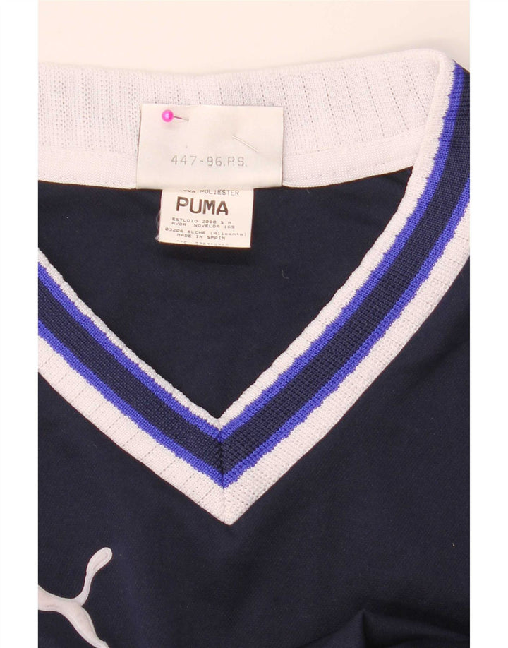 Puma Mens Graphic T-Shirt Top Pequeno Azul Marinho Colorblock Poliéster