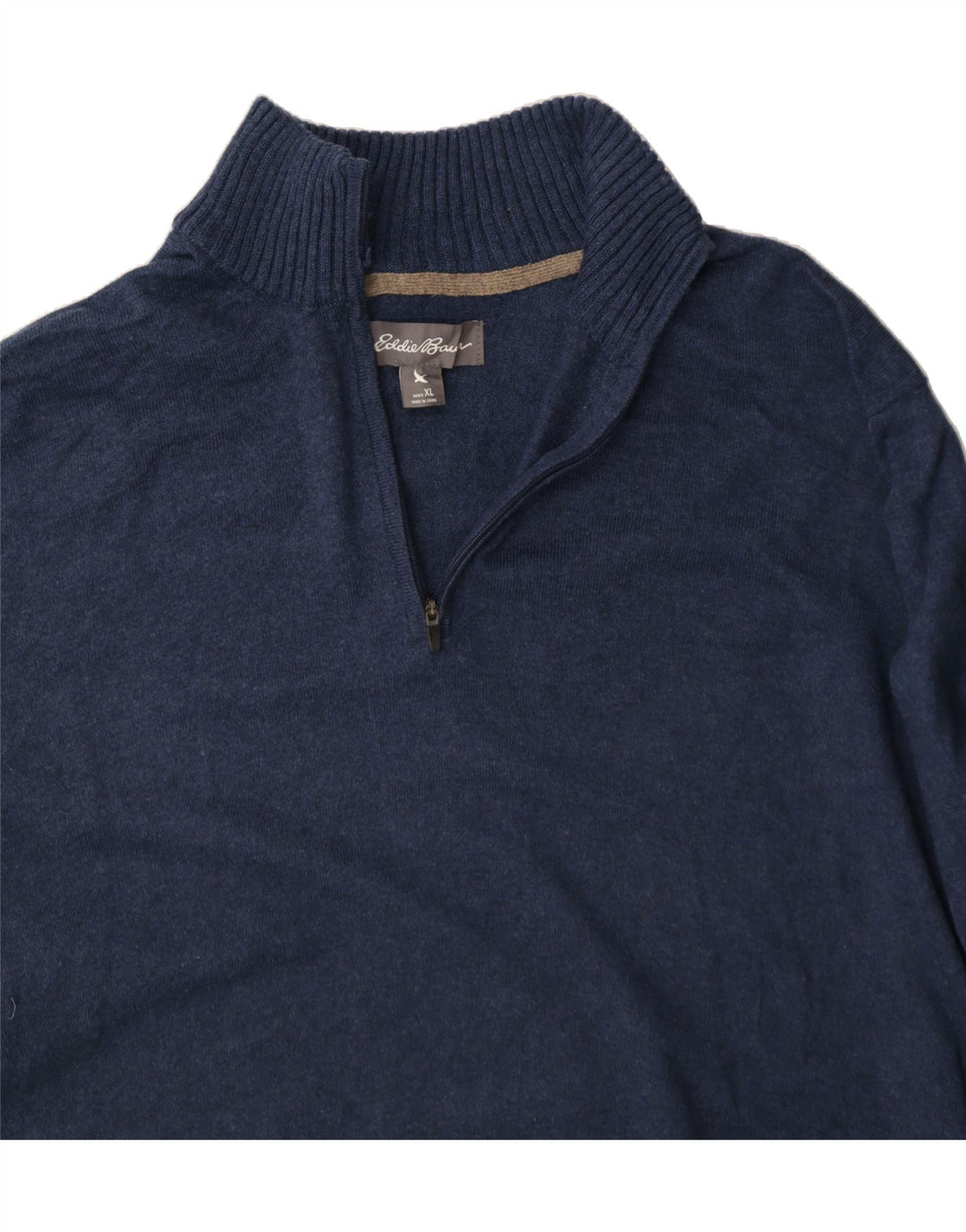 EDDIE BAUER Mens Zip Neck Jumper Sweater XL Navy Blue Cotton Vintage Eddie Bauer and Second-Hand Eddie Bauer from Messina Hembry 