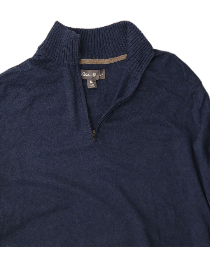 EDDIE BAUER Mens Zip Neck Jumper Sweater XL Navy Blue Cotton Vintage Eddie Bauer and Second-Hand Eddie Bauer from Messina Hembry 