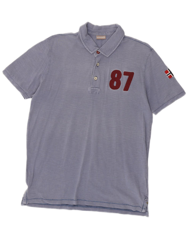 Camisa polo masculina com estampa geográfica Napapijri grande algodão azul