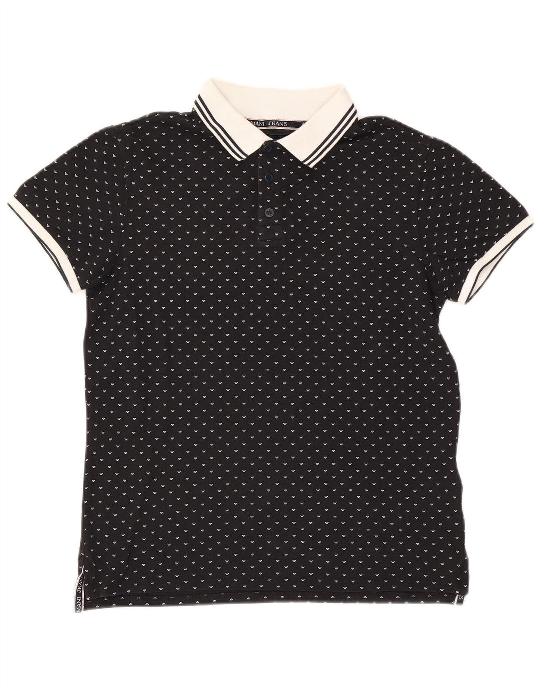 Camisa polo masculina regular Armani pequena de algodão manchado preto