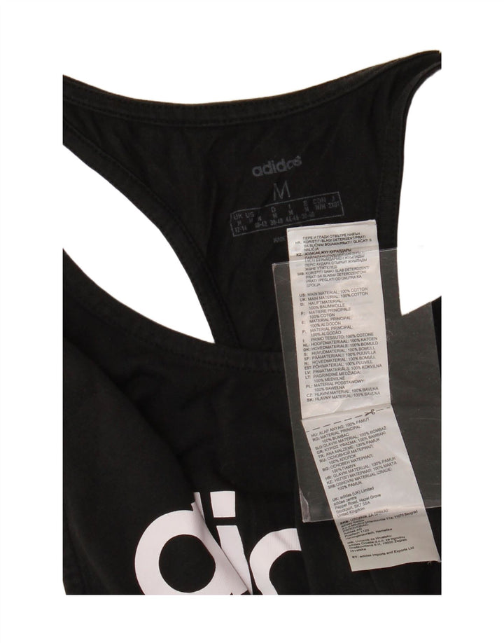 ADIDAS Womens Graphic Vest Top UK 12/14 Médio Algodão Preto