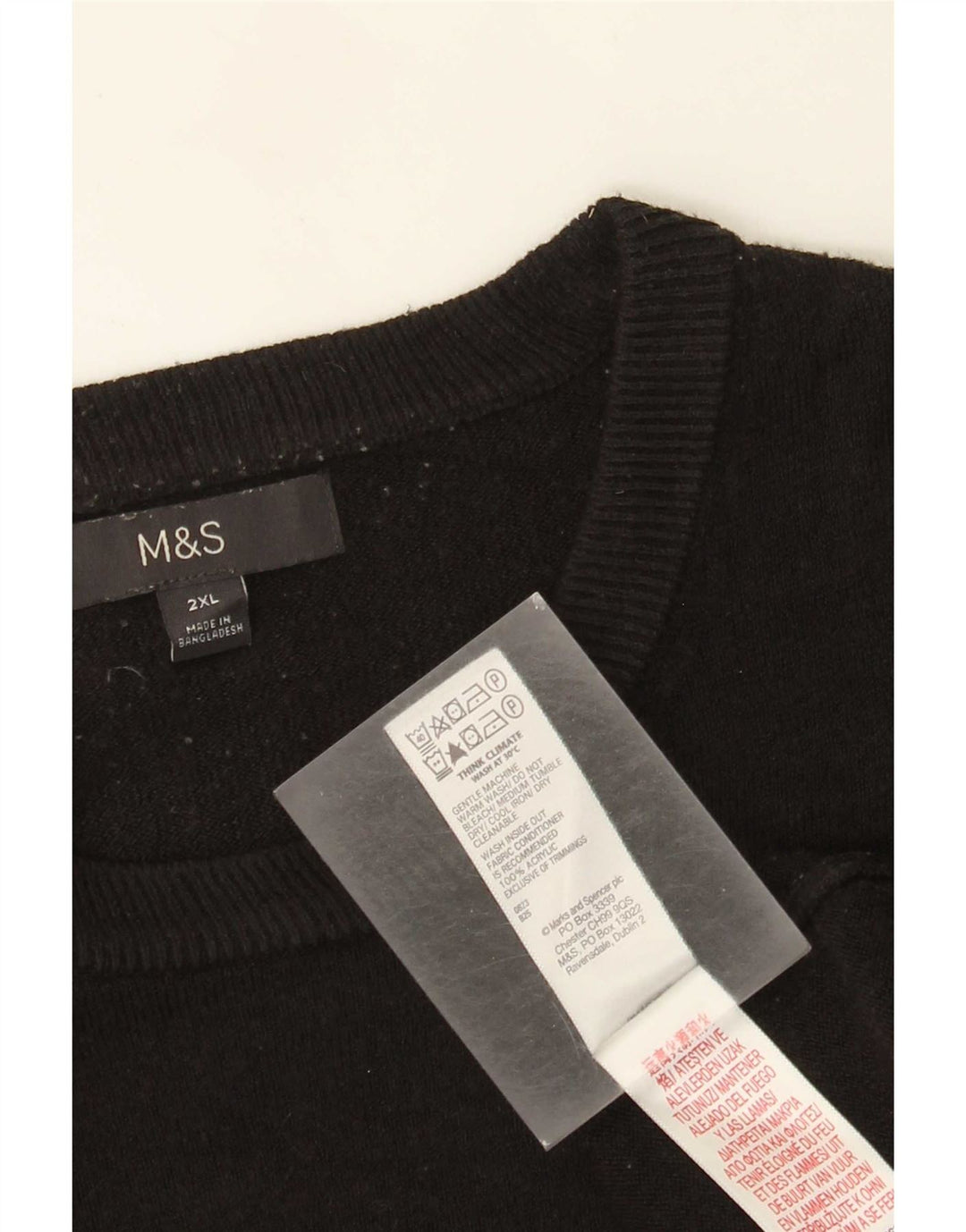 Suéter masculino Marks & Spencer com gola redonda 2XL acrílico preto