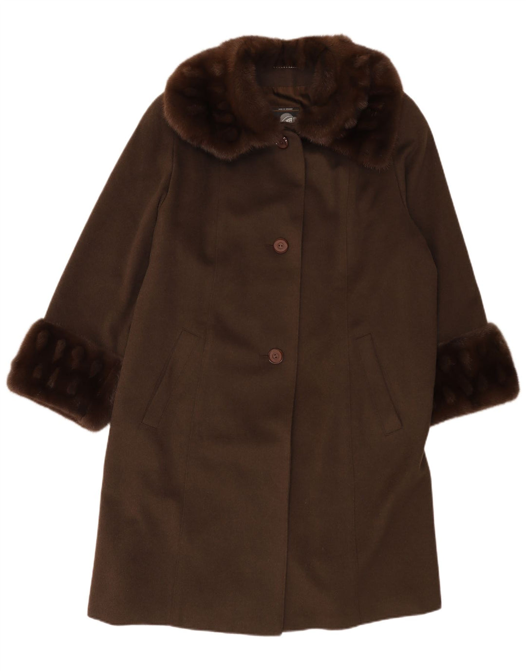 Sobretudo feminino vintage VINTAGE UK 14 grande lã cáqui