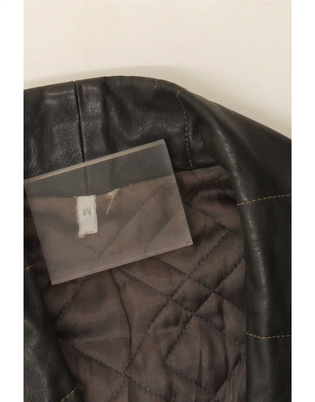 Jaqueta de couro masculina vintage folgada Reino Unido 38 cinza médio