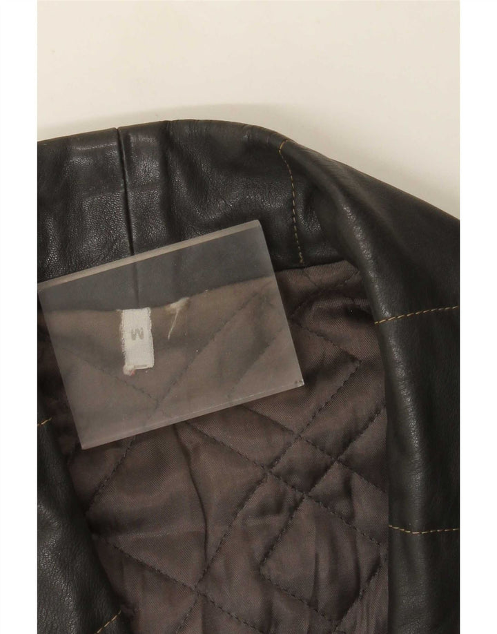 Jaqueta de couro masculina vintage folgada Reino Unido 38 cinza médio