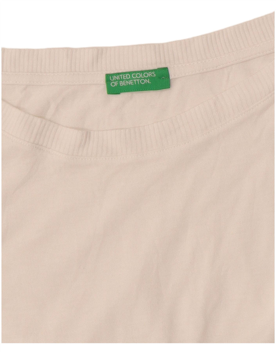 Suéter feminino com gola canoa BENETTON Reino Unido 14 médio branco
