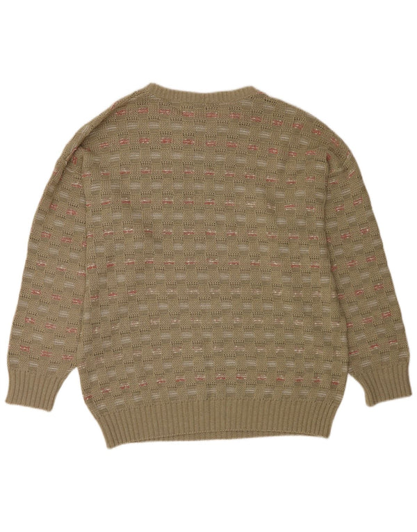 Suéter masculino Schoeller com gola redonda EU 54 XL algodão geométrico verde
