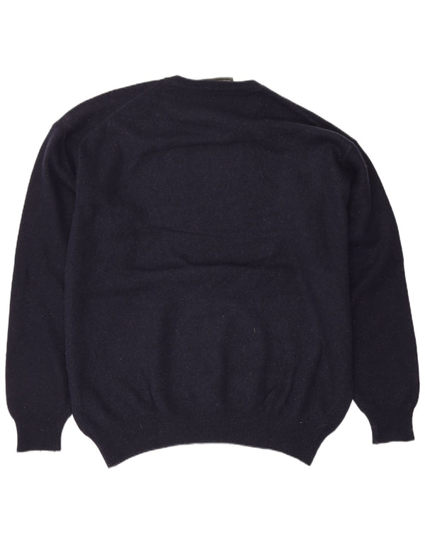 Zara Suéter masculino com gola redonda XL lã azul marinho