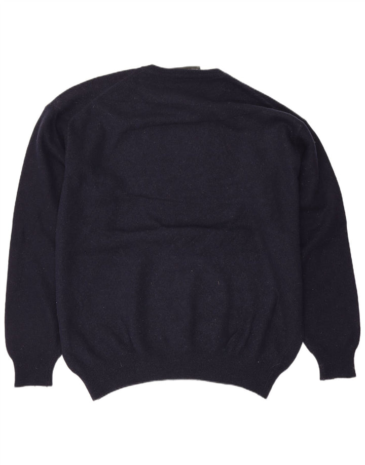Zara Suéter masculino com gola redonda XL lã azul marinho