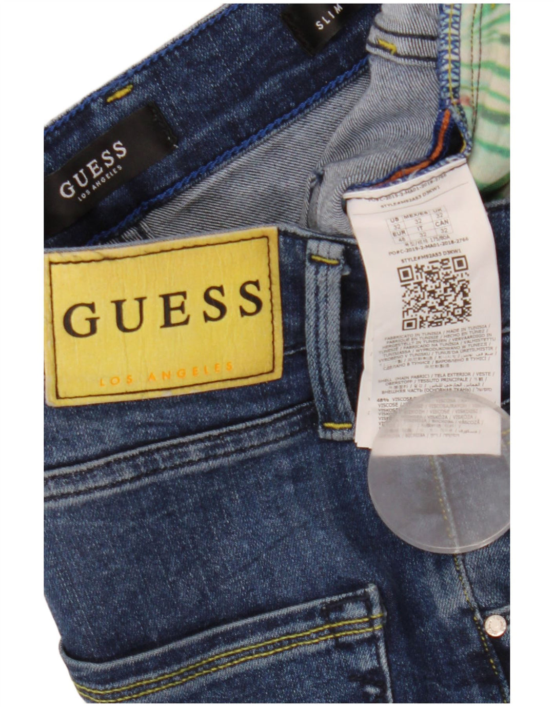Guess Calça jeans masculina desgastada W32 L33 azul viscose