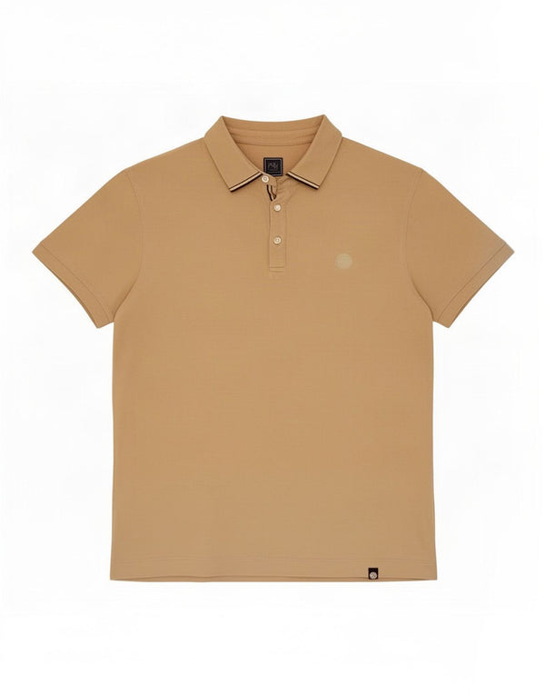 Camisa polo masculina Pretty Green grande algodão bege