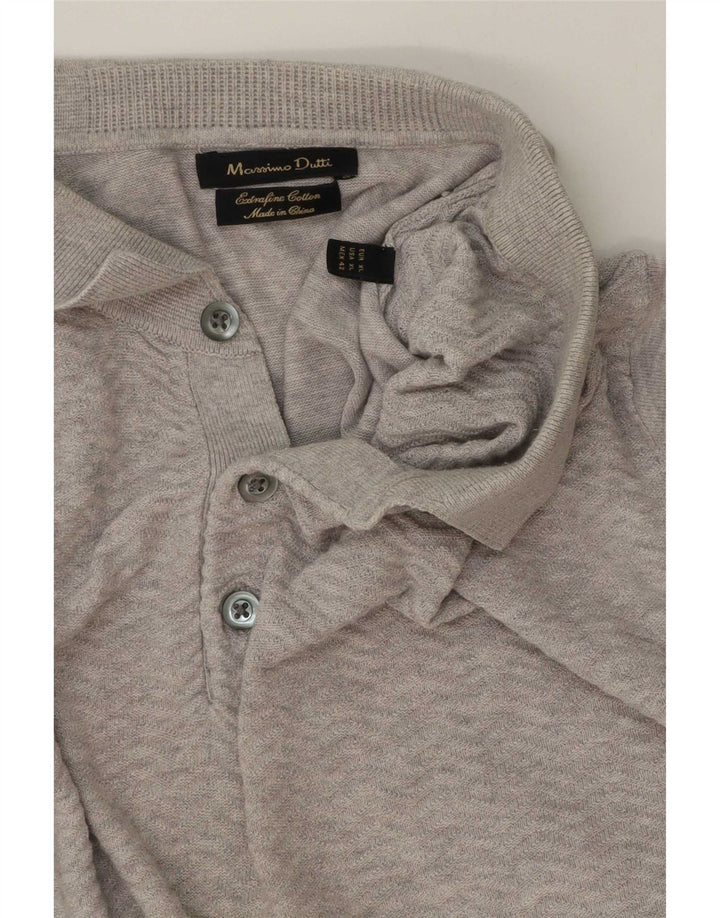 Suéter masculino Massimo Dutti com gola polo e algodão cinza XL