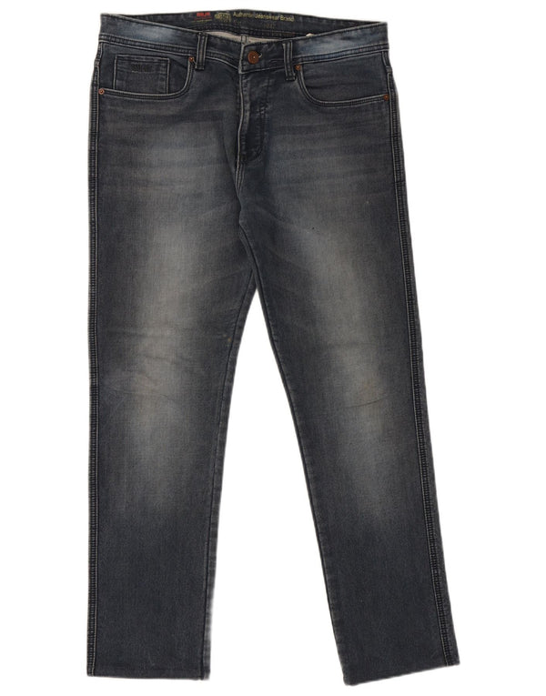 Wrangler Mens Straight Jeans W36 L30 Azul Algodão