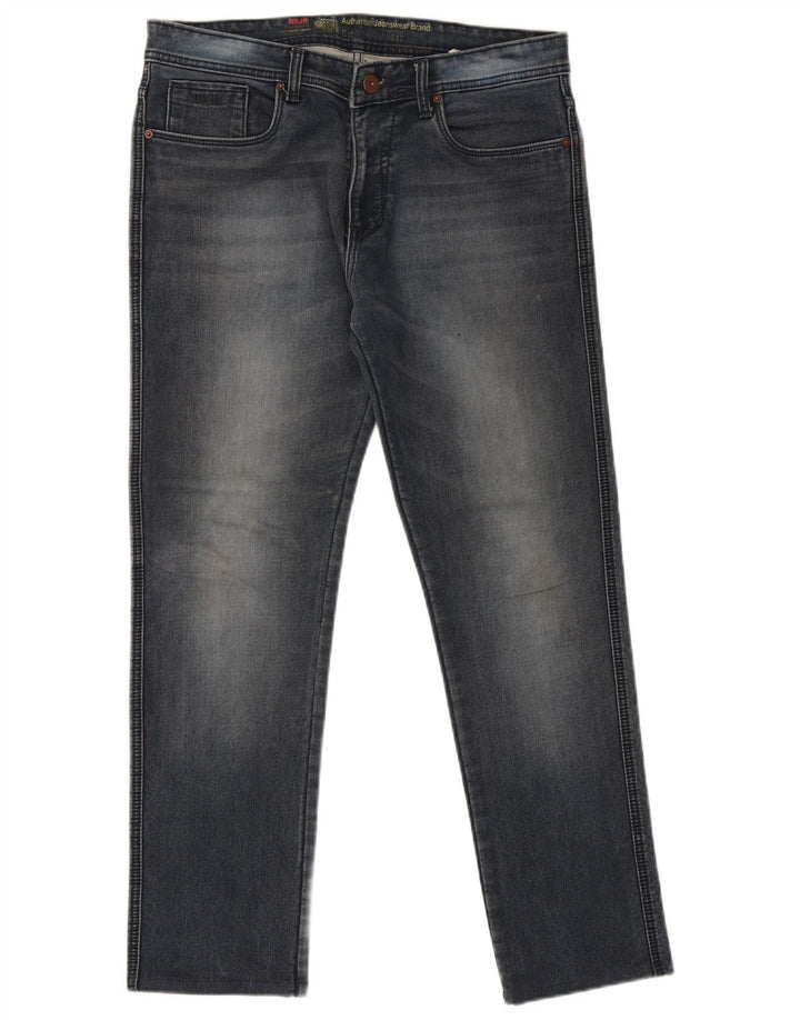 Wrangler Mens Straight Jeans W36 L30 Azul Algodão