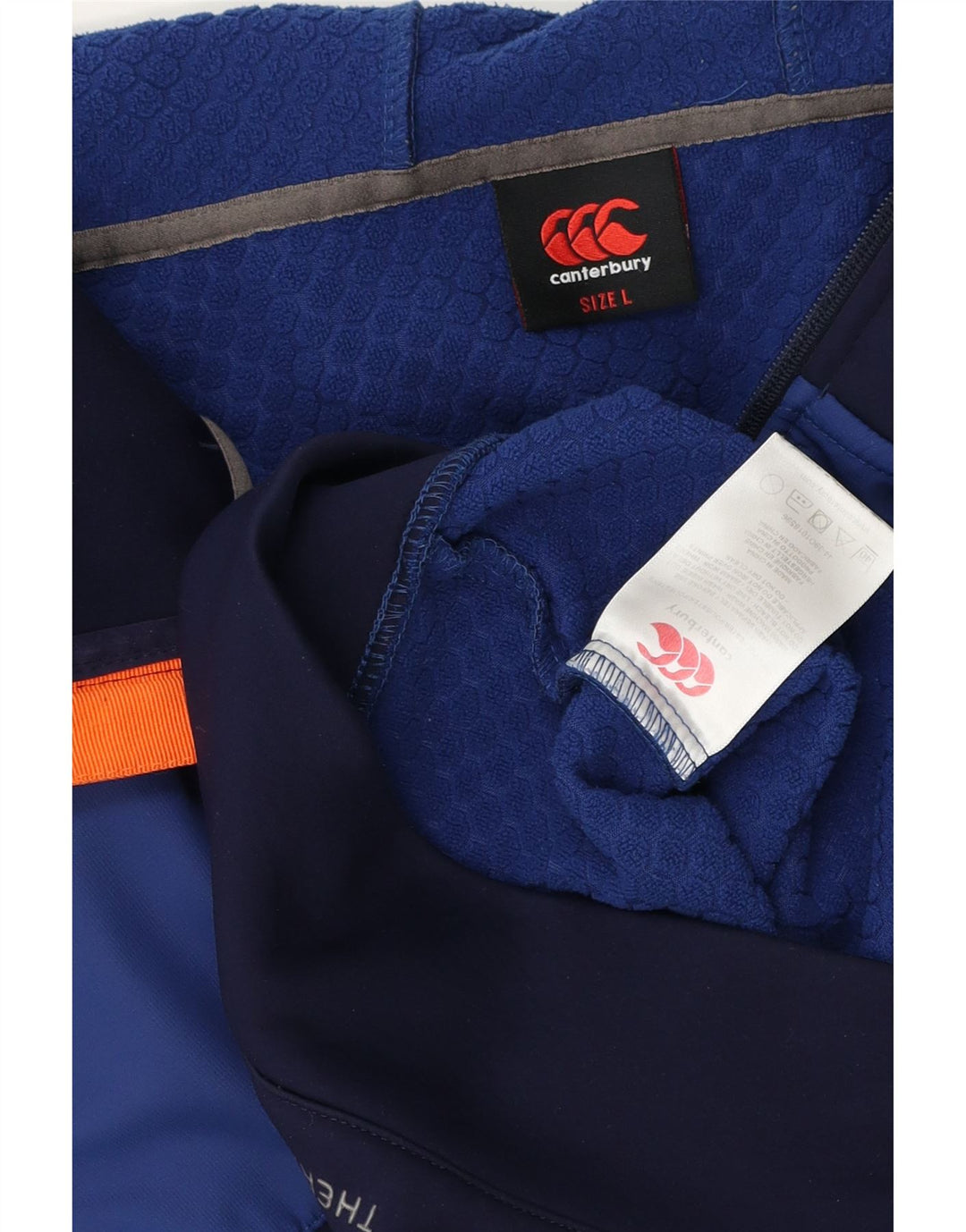 Suéter masculino Canterbury com capuz e zíper grande poliéster colorblock azul marinho