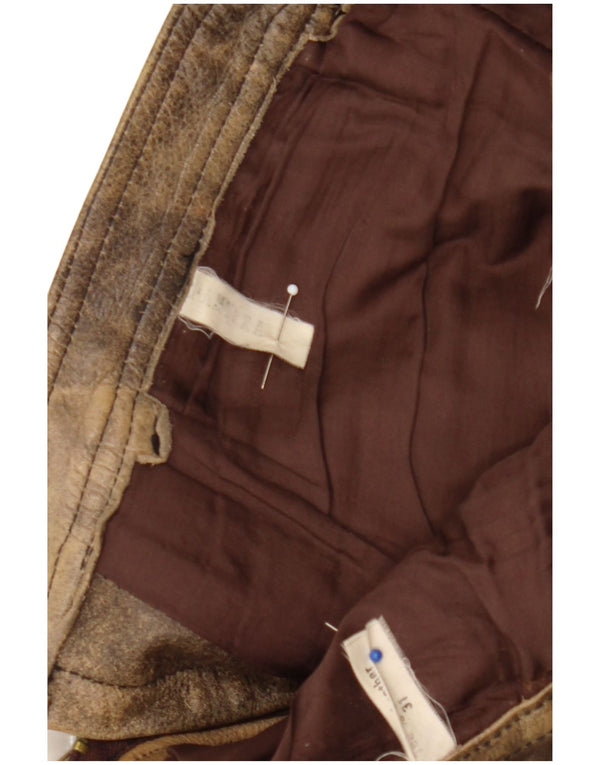 Calça masculina de couro Pantera tamanho 31 W31 L33 couro marrom