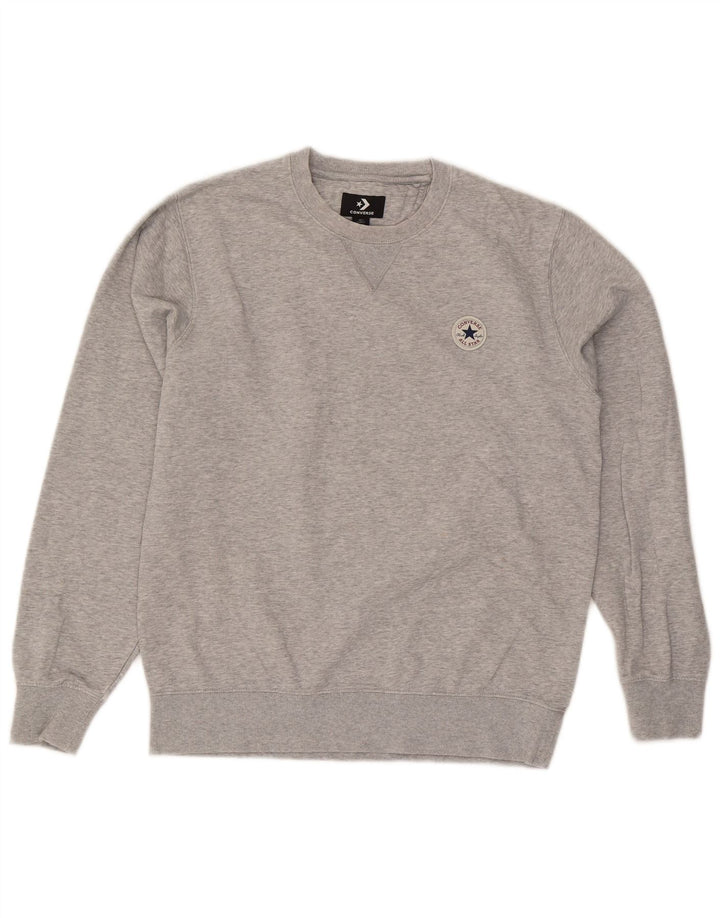 Converse masculino Chuck Taylor moletom jumper pequeno cinza manchado de algodão