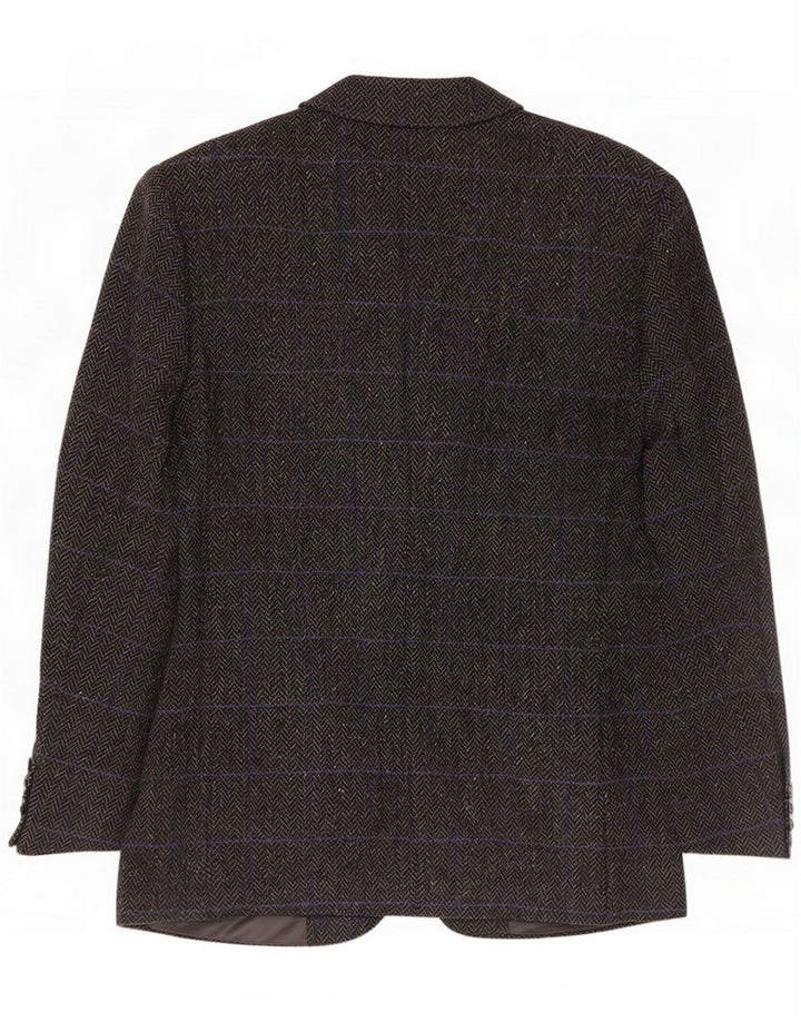 Jaqueta Blazer masculina vintage de 3 botões IT 48 lã espinha de peixe cinza médio