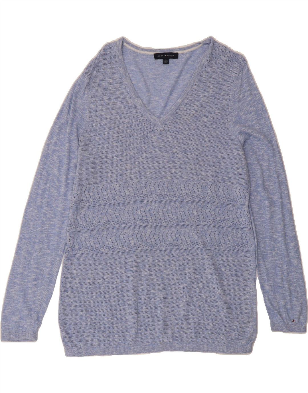 TOMMY HILFIGER Womens V-Neck Jumper Sweater UK 18 XL Blue Vintage Tommy Hilfiger and Second-Hand Tommy Hilfiger from Messina Hembry 