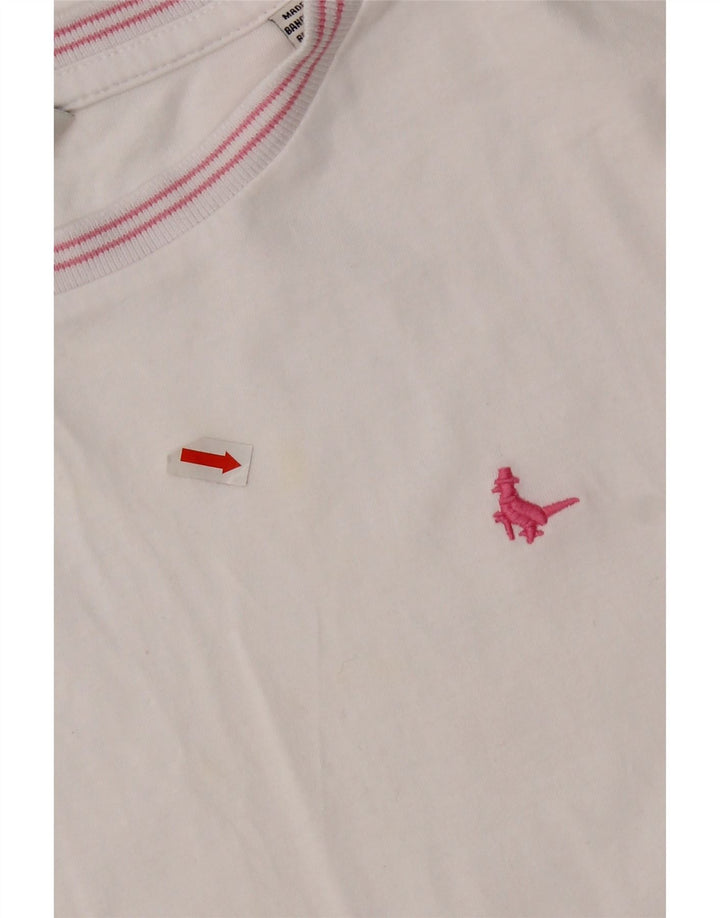 Camiseta feminina Jack Wills UK 14 algodão branco médio