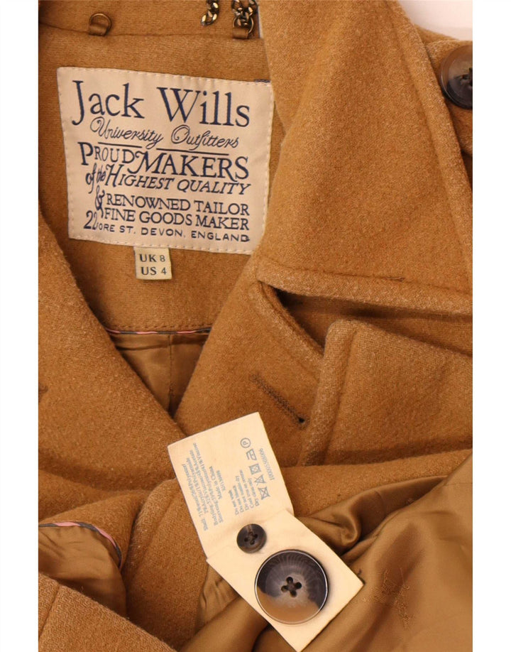 Jack Wills Womens Pea Coat UK 8 Lã marrom pequena