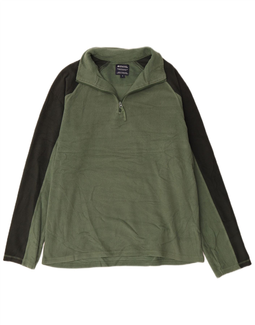 Suéter de lã masculino Mountain Warehouse com zíper e gola em bloco verde médio