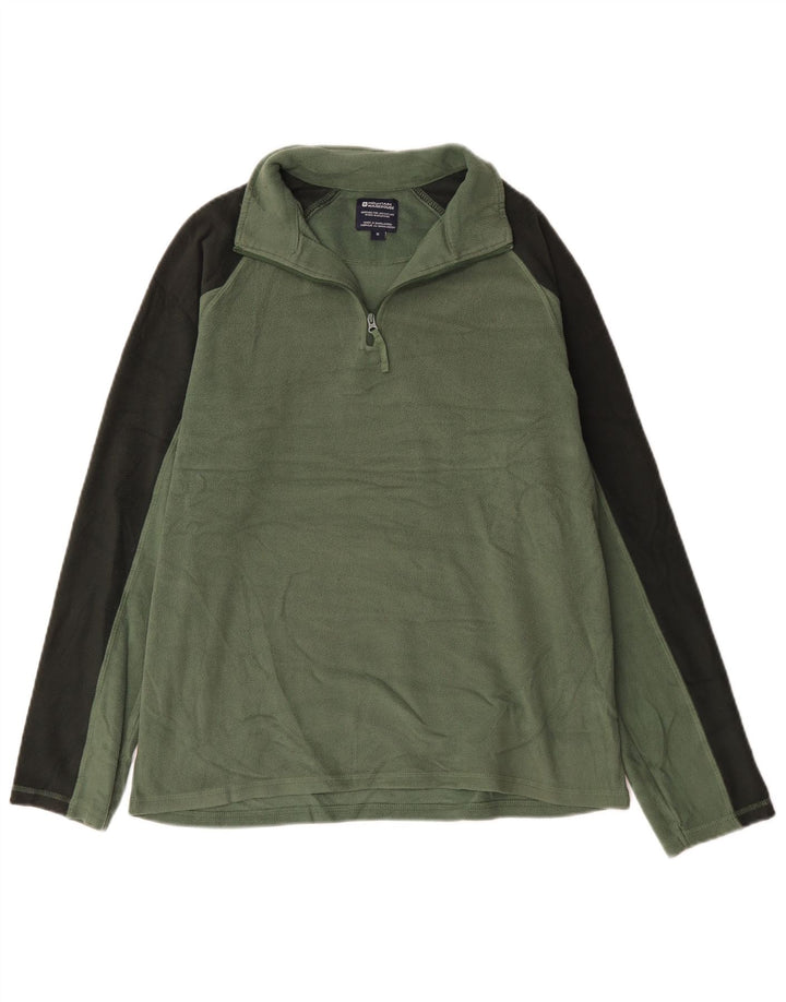 Suéter de lã masculino Mountain Warehouse com zíper e gola em bloco verde médio