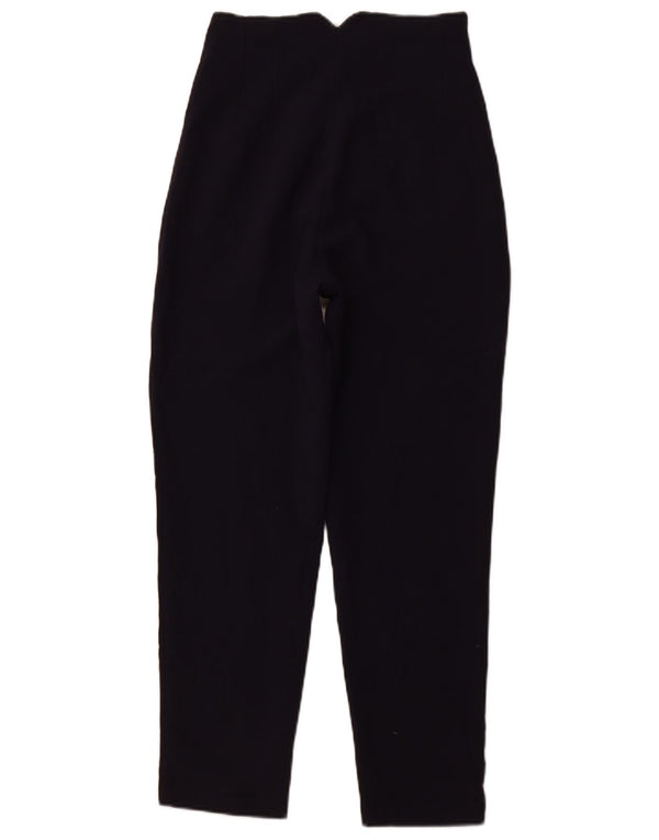 Calça casual feminina ZARA de cintura alta cônica XS W24 L26 azul marinho