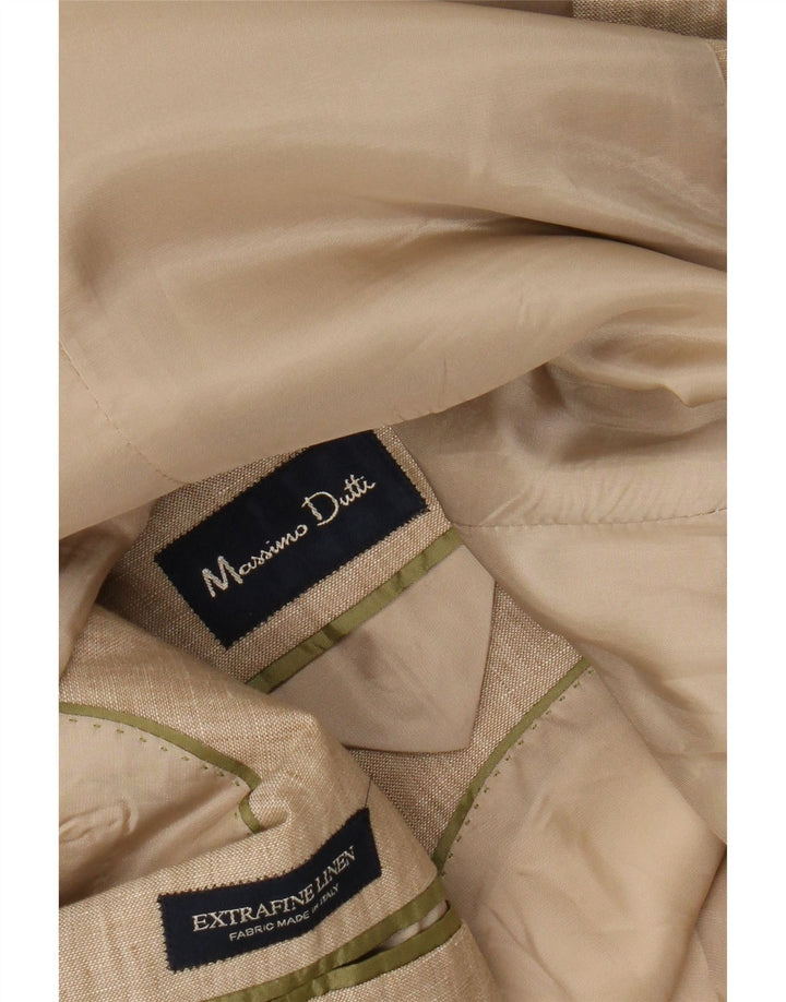 Jaqueta blazer masculina MASSIMO DUTTI com 3 botões Reino Unido 38 linho bege médio