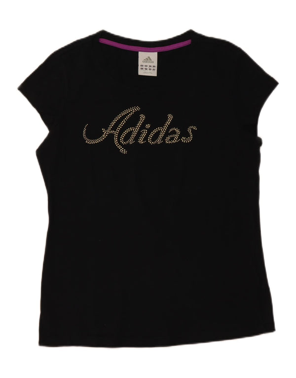 Adidas Camiseta Feminina Graphic Top UK 12/14 Médio Algodão Preto